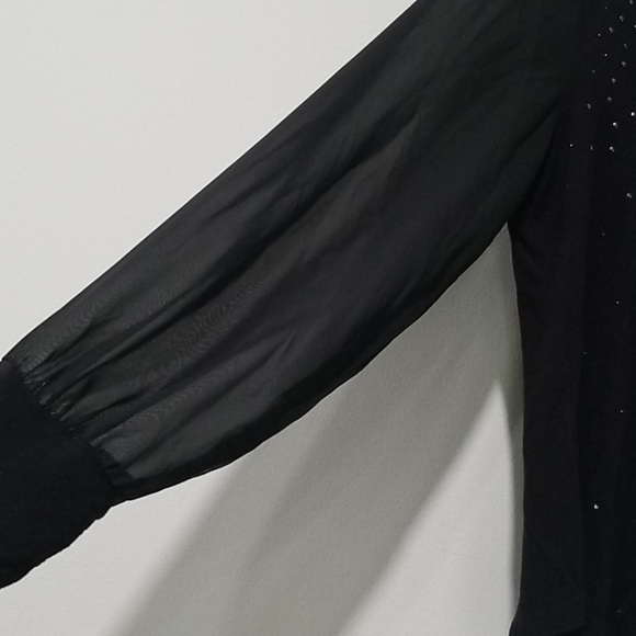 Allison Brittney - Sheer Sleeve Black Top M - Picture 2 of 5
